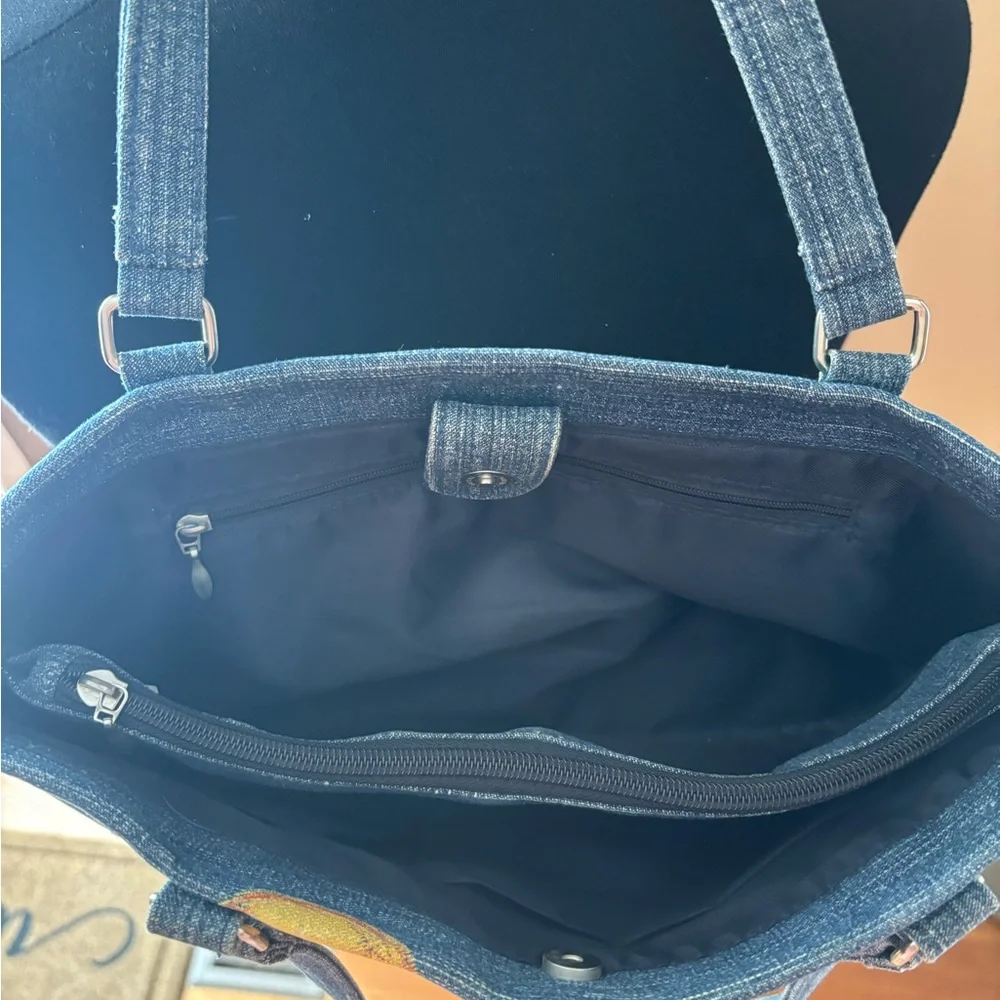 Stylish Blue Denim Shoulder Bag - Picture 3 of 4
